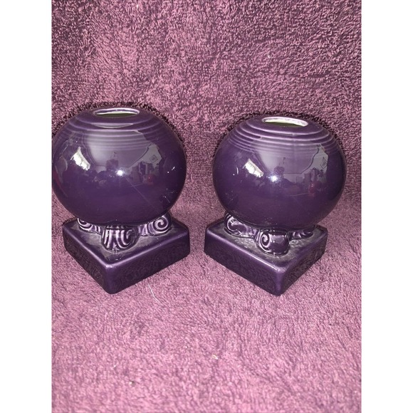 Retired Fiestaware Purple /Plum Bulb Candle Holder Set of 2 Homer Laughlin - Picture 7 of 9